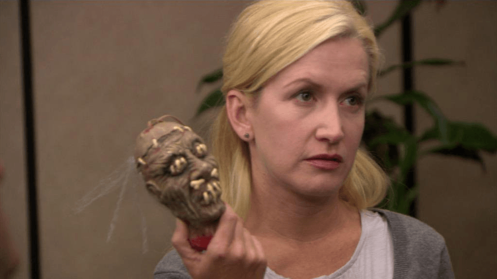 Angela from The Office engages in voodoo -- one of the stranger rituals or habits used to further one's career