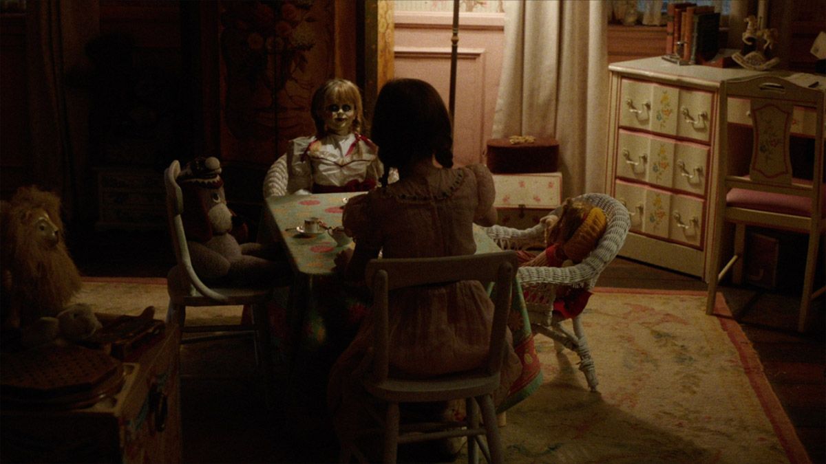 The possessed doll in a scene from Annabelle 2