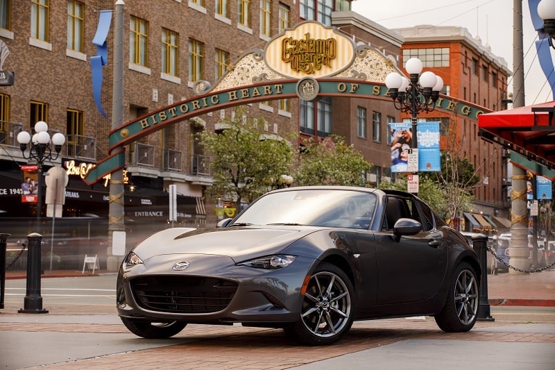 Shot of Mazda Miata retractable fastback in San Diego