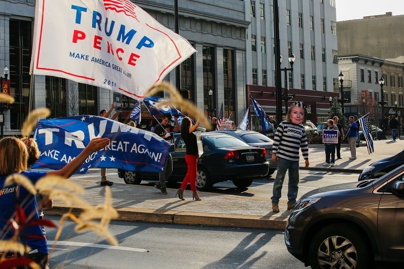 Trump supporters on the streets of Allentown, Pennsylvania