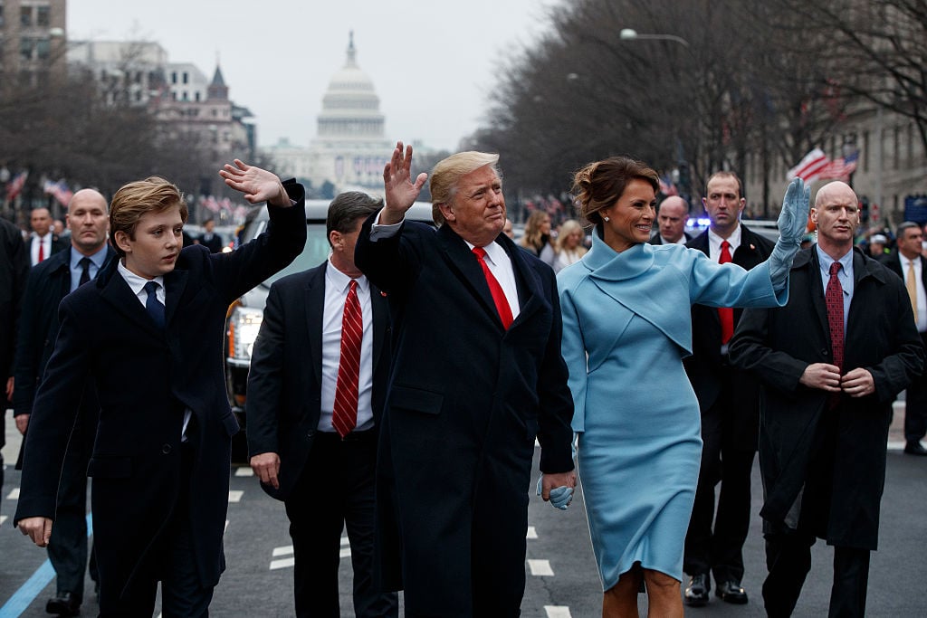 U.S. President Donald Trump with first lady Melania Trump and son Barron Trump