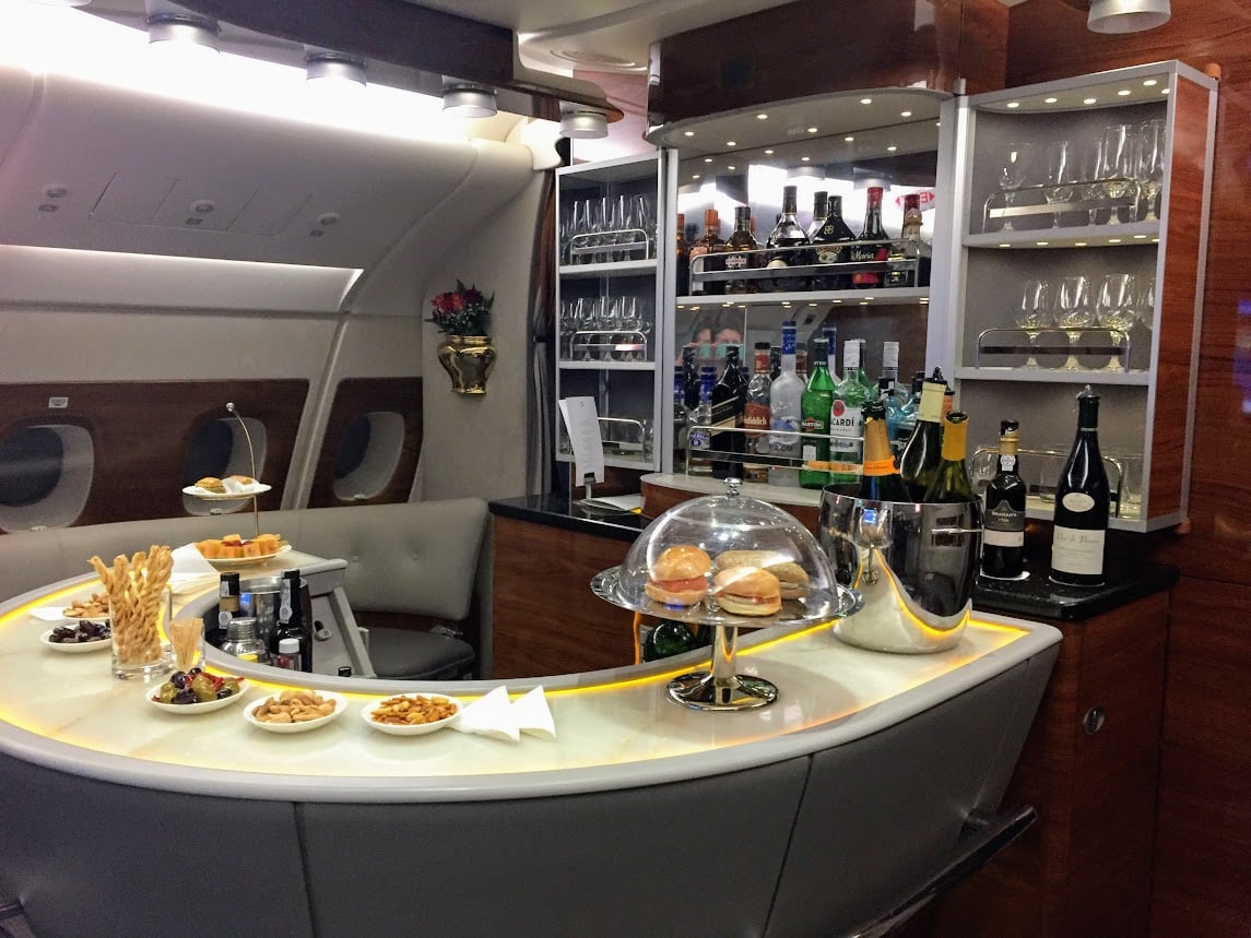 business class lounge on Emirates planes