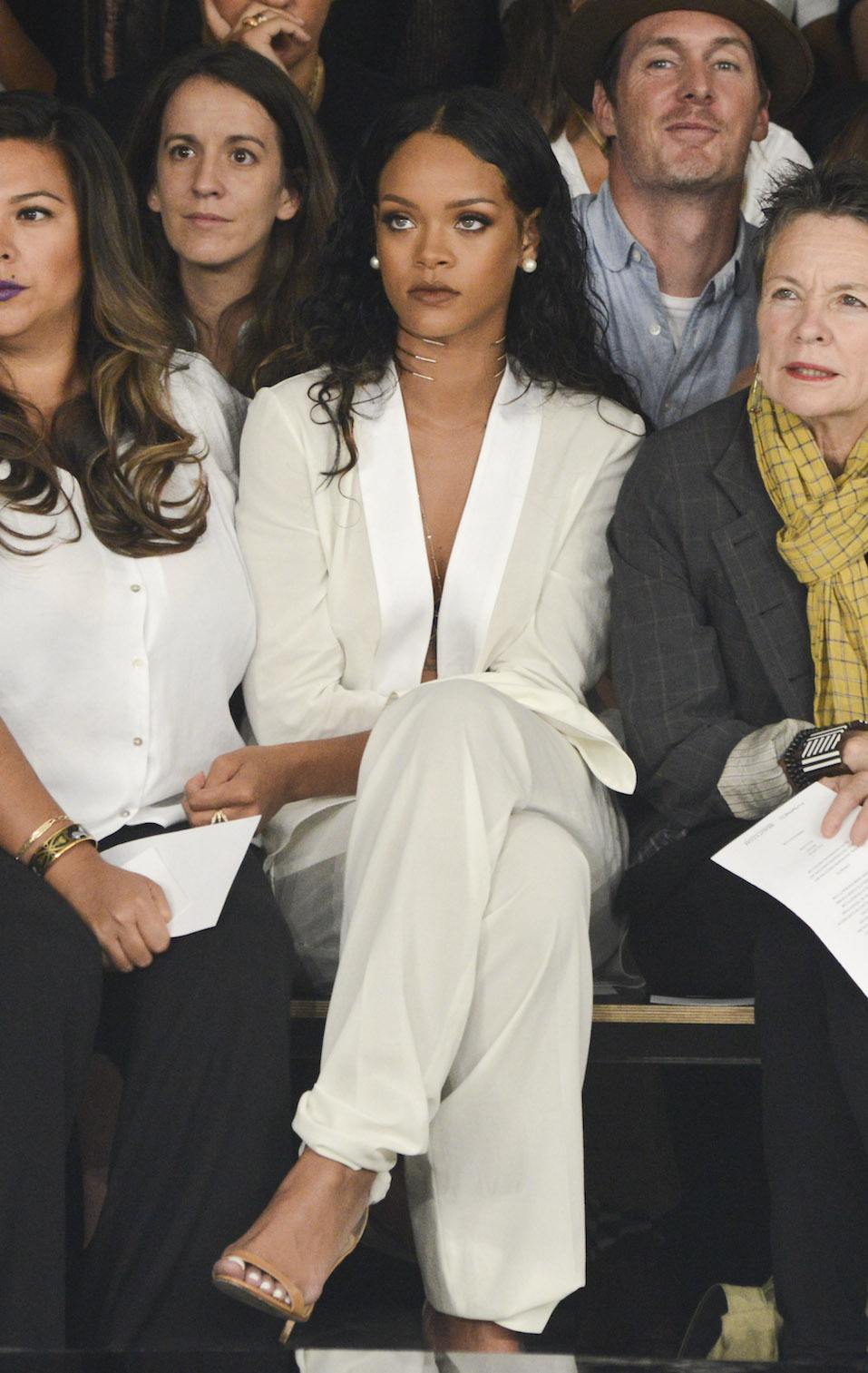 Rihanna attends the Edun fashion show
