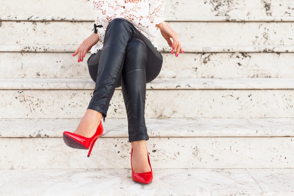 Lady with red high heel