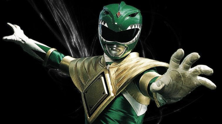 a power ranger with his hands out