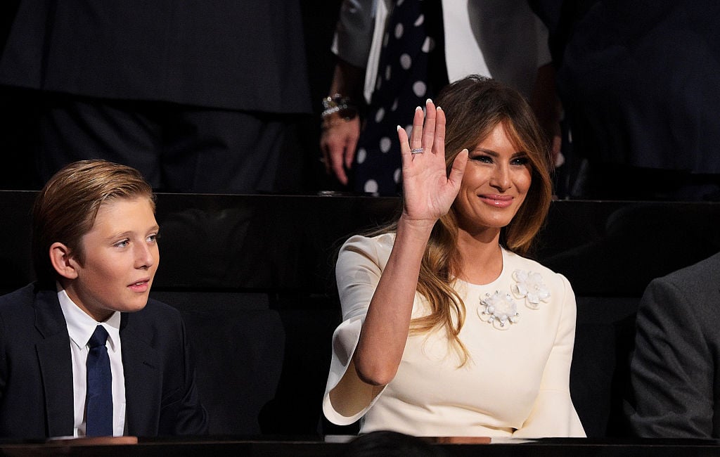 Barron Trump with his mother, Melania Trump