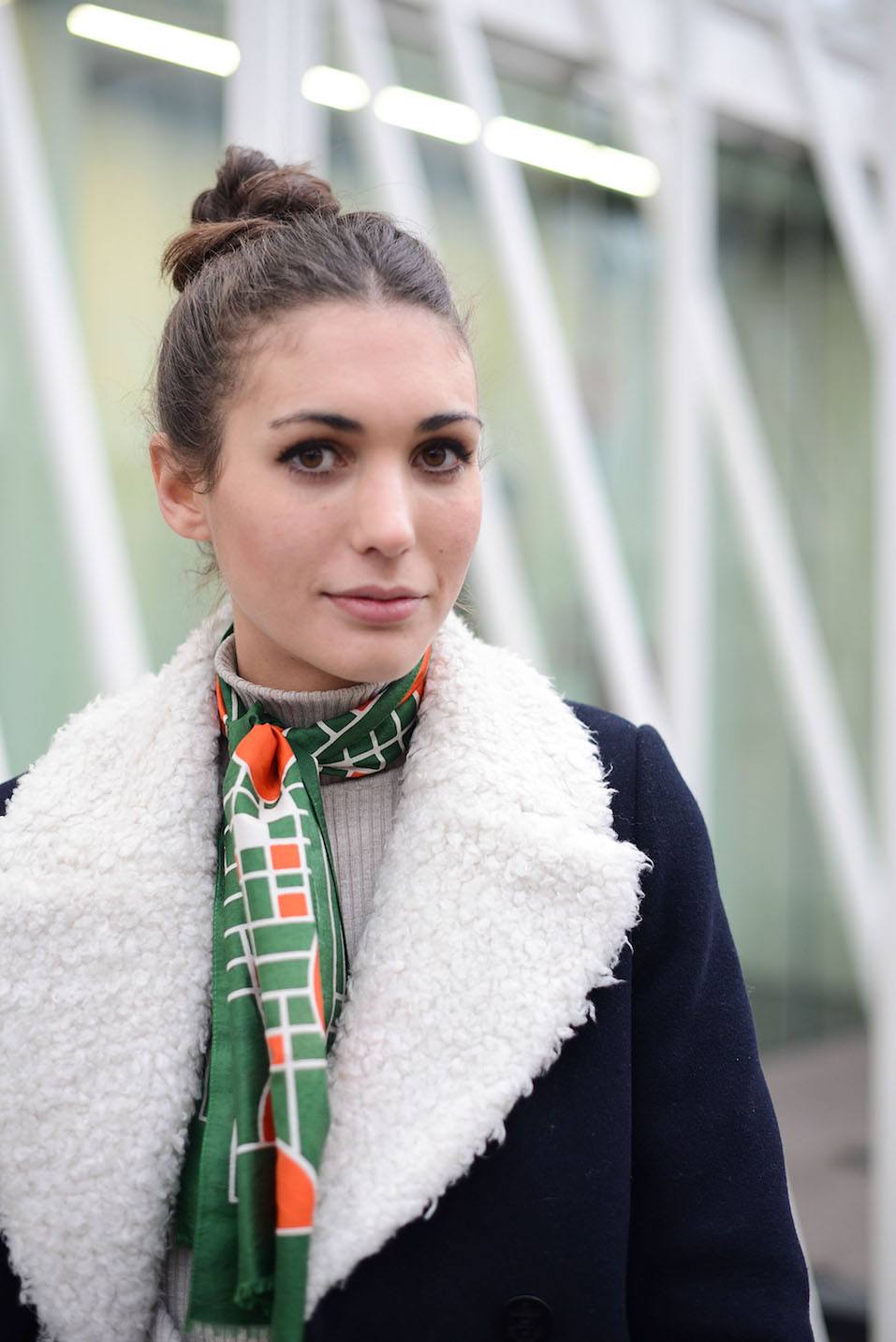 Diletta Bonaiuti poses wearing a Sandro coat