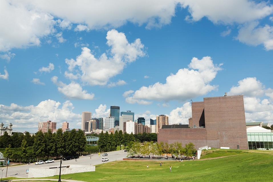 Downtown Minneapolis skyline with the Walker Art Center
