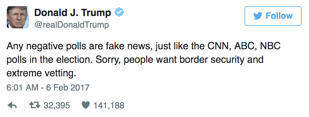 One of Donald Trump's tweets on negative polls