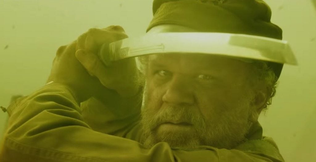John C. Reilly brandishes a katana in Kong: Skull Island