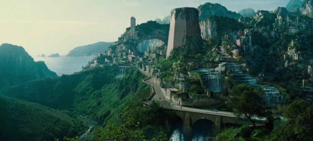 A full view of Wonder Woman's home city of Themyscira