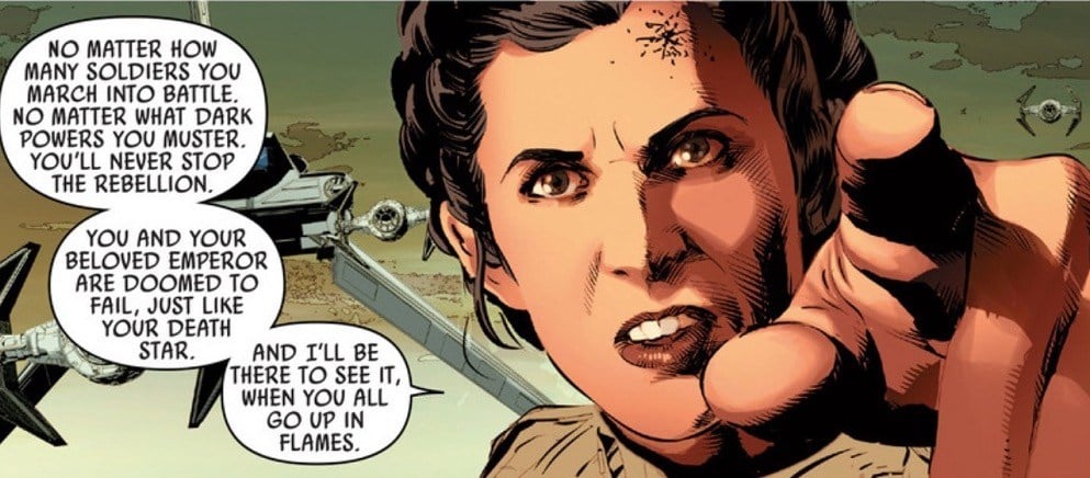 Princess Leia threatens Vader