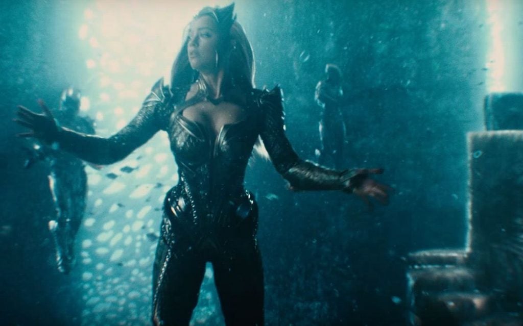 Amber Heard as Mera in Justice League underwater with her arms out