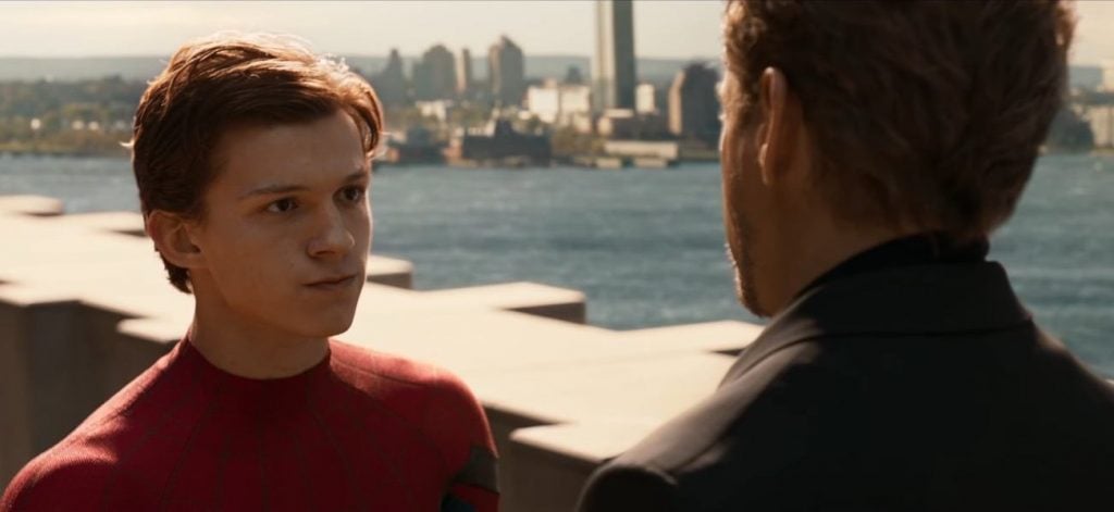 Peter Parker has a conversation with Tony Stark Peter Parker has a conversation with Tony Stark
