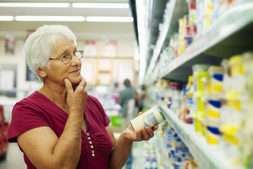 Senior woman at groceries store