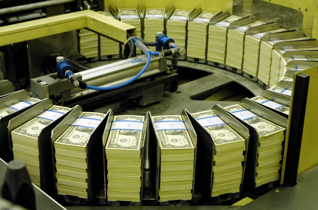money being sorted at a facility