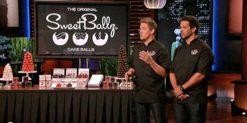 James McDonald and Cole Egger pitching Sweet Balls on Shark Tank.