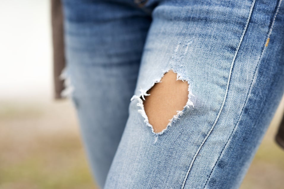 Torn blue jeans