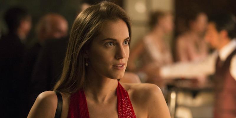 Allison Williams in a red dress on Girls