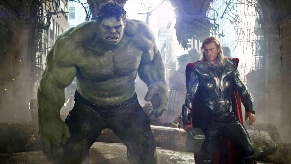 Hulk stands next to Thor in Avengers: Age of Ultron