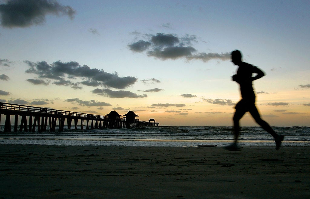 running on beach