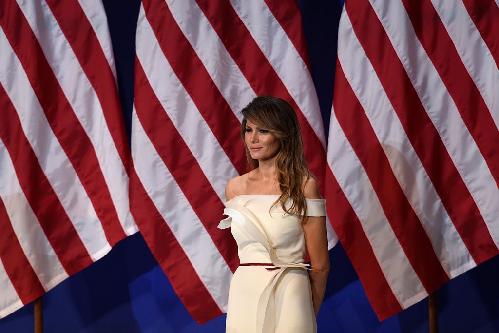 First Lady Melania Trump is seen the Salute to Our Armed Services Inaugural Ball.
