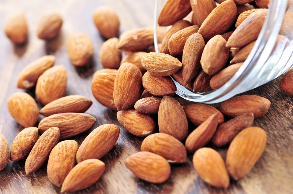 Raw almonds spilling out