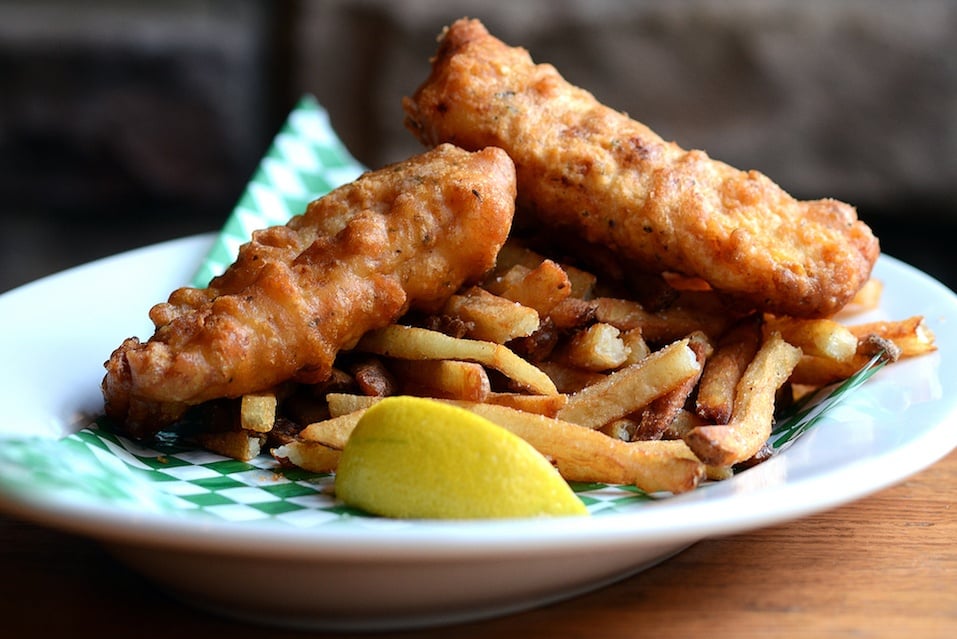 Beer Battered Crispy Fish and Chips with Golden French Fries