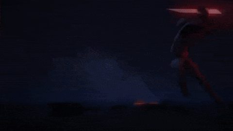 A gif of Darth Maul and Obi Wan clashing lightsabers one final time