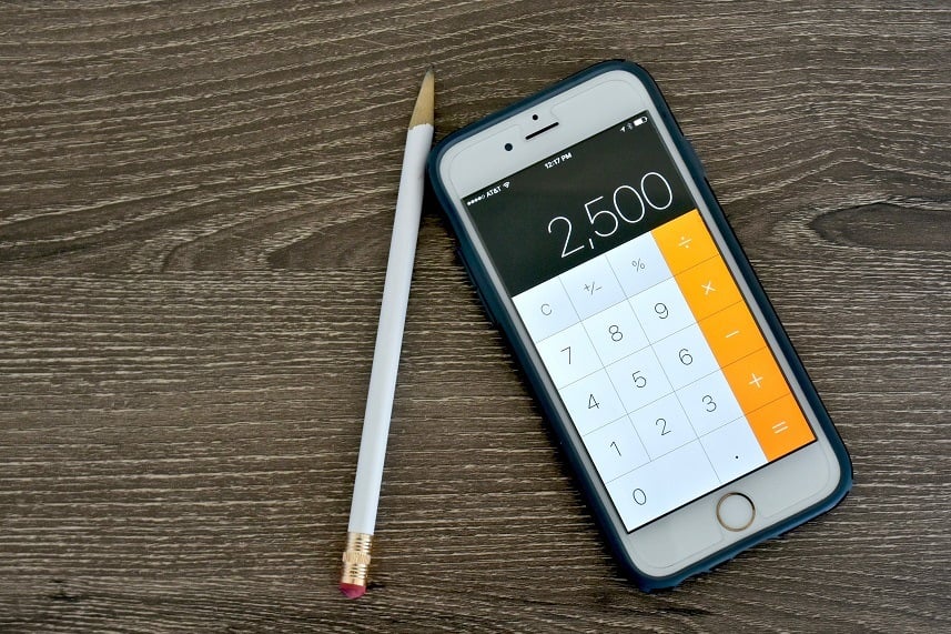 An Apple iPhone 6s displaying the calculator