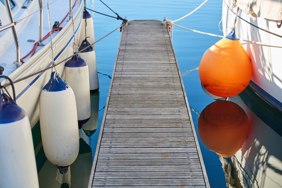 Marina with anchored boats
