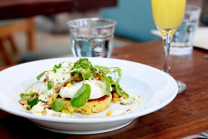 Poached eggs benedict brunch