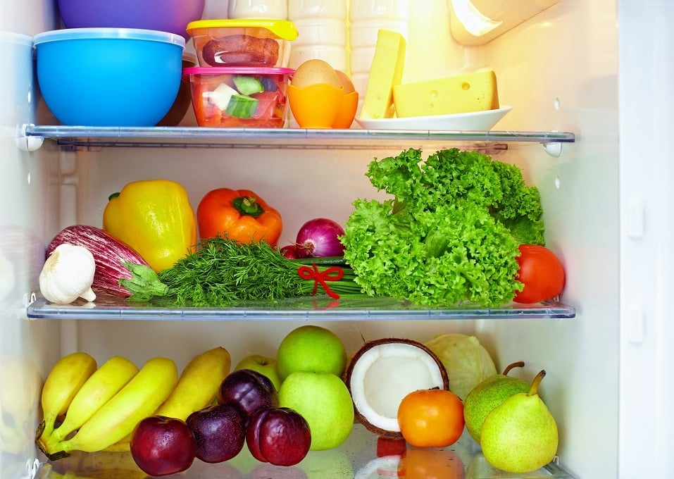 Refrigerator full of healthy food