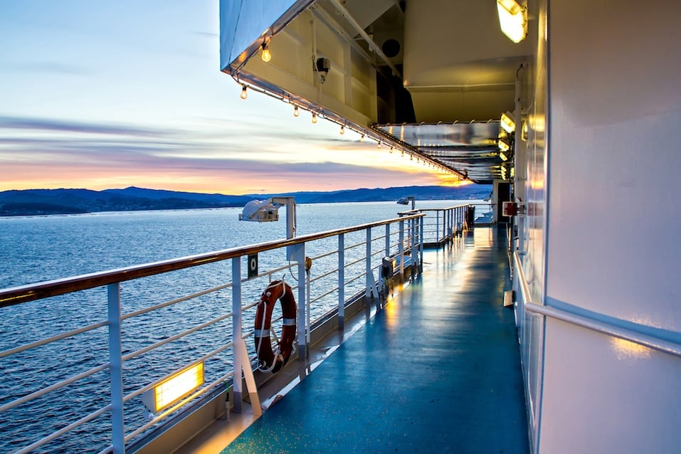 Scenic view of cruise liner deck and ocean