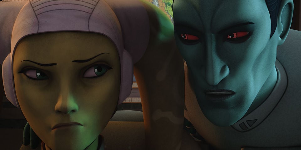 Thrawn whispering in the ear of Hero Syndulla