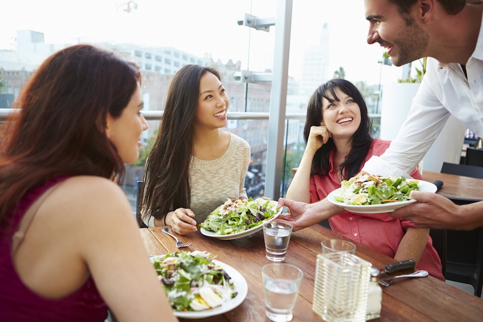 diners receive plates from server