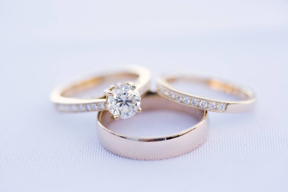 Wedding rings on a table. Wedding rings on a table.
