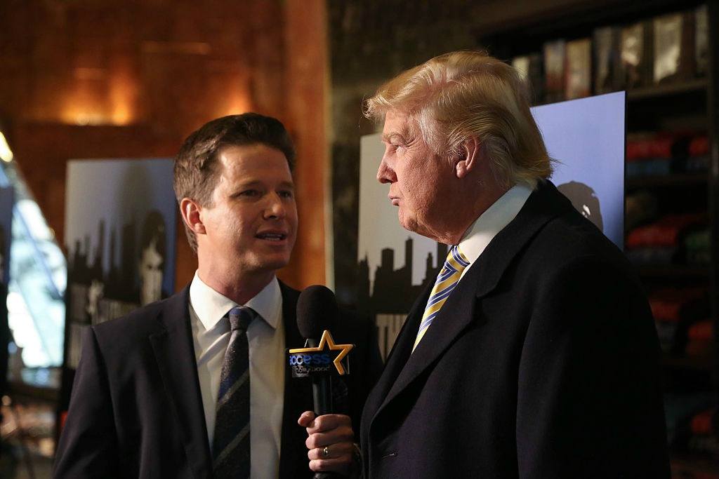 Donald Trump is interviewed by Billy Bush of Access Hollywood at 'Celebrity Apprentice' Red Carpet Event at Trump Tower