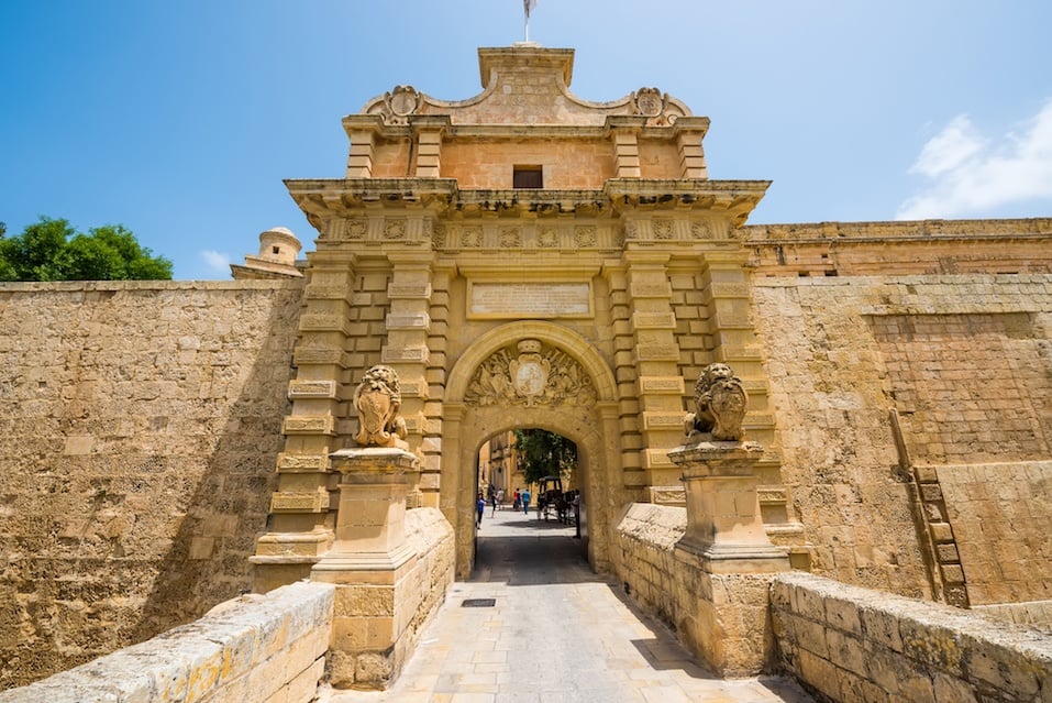 gates to the city of Mdina in Malta