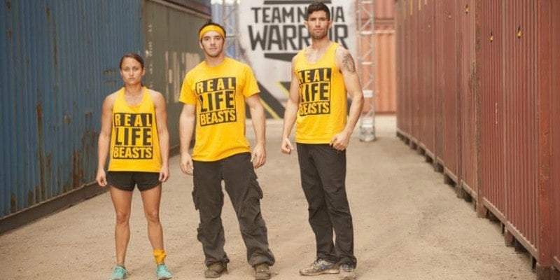 The team Real Life Beasts wear yellow shorts with their team name on it.