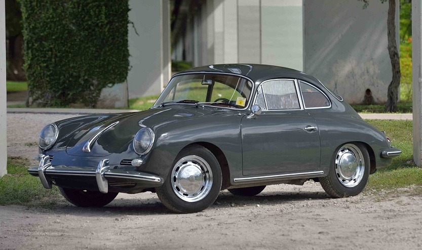 Front three quarter view of green Porsche 356C