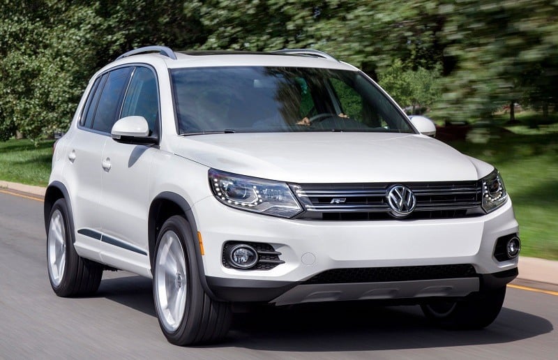 View of white Volkswagen Tiguan SUV
