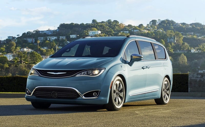 Blue Chrysler Pacifica Hybrid minivan