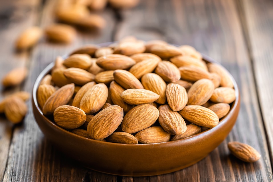 Whole almonds in a bowl