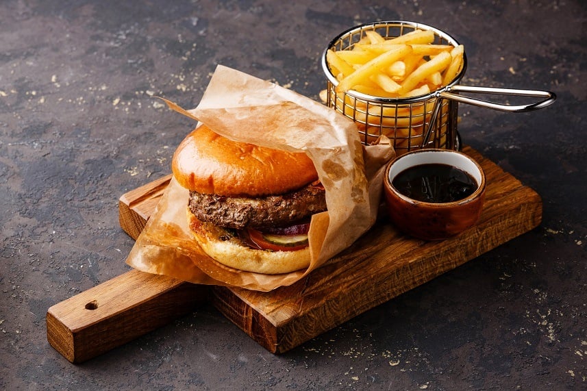 Hamburger and fries