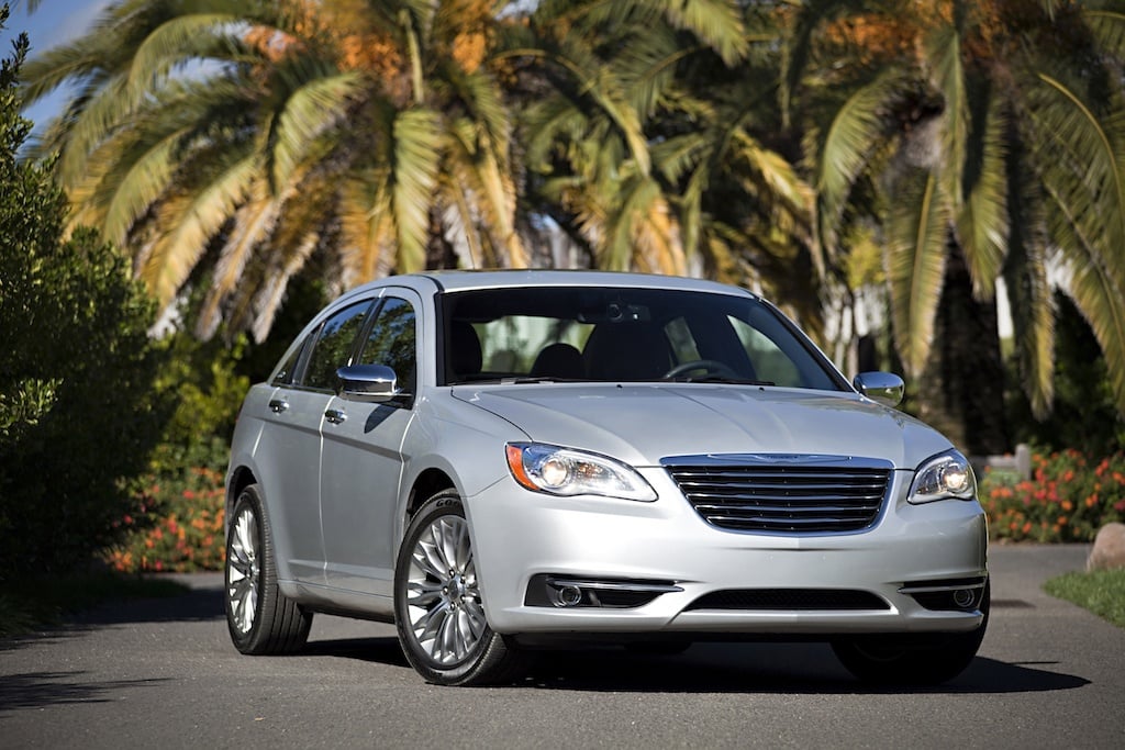 View of silver Chrysler 200 sedan in last year prior to redesign
