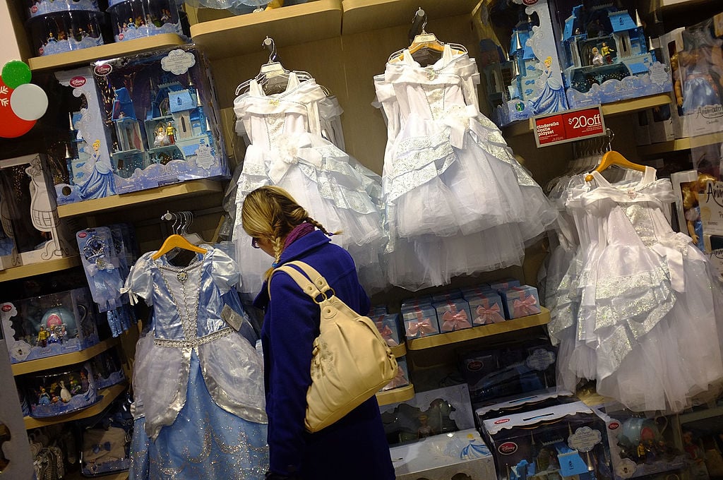 Children's clothes are displayed at the Disney Store