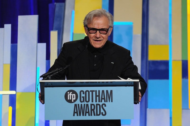Harvey Keitel speaks onstage at the 25th IFP Gotham Independent Film Awards