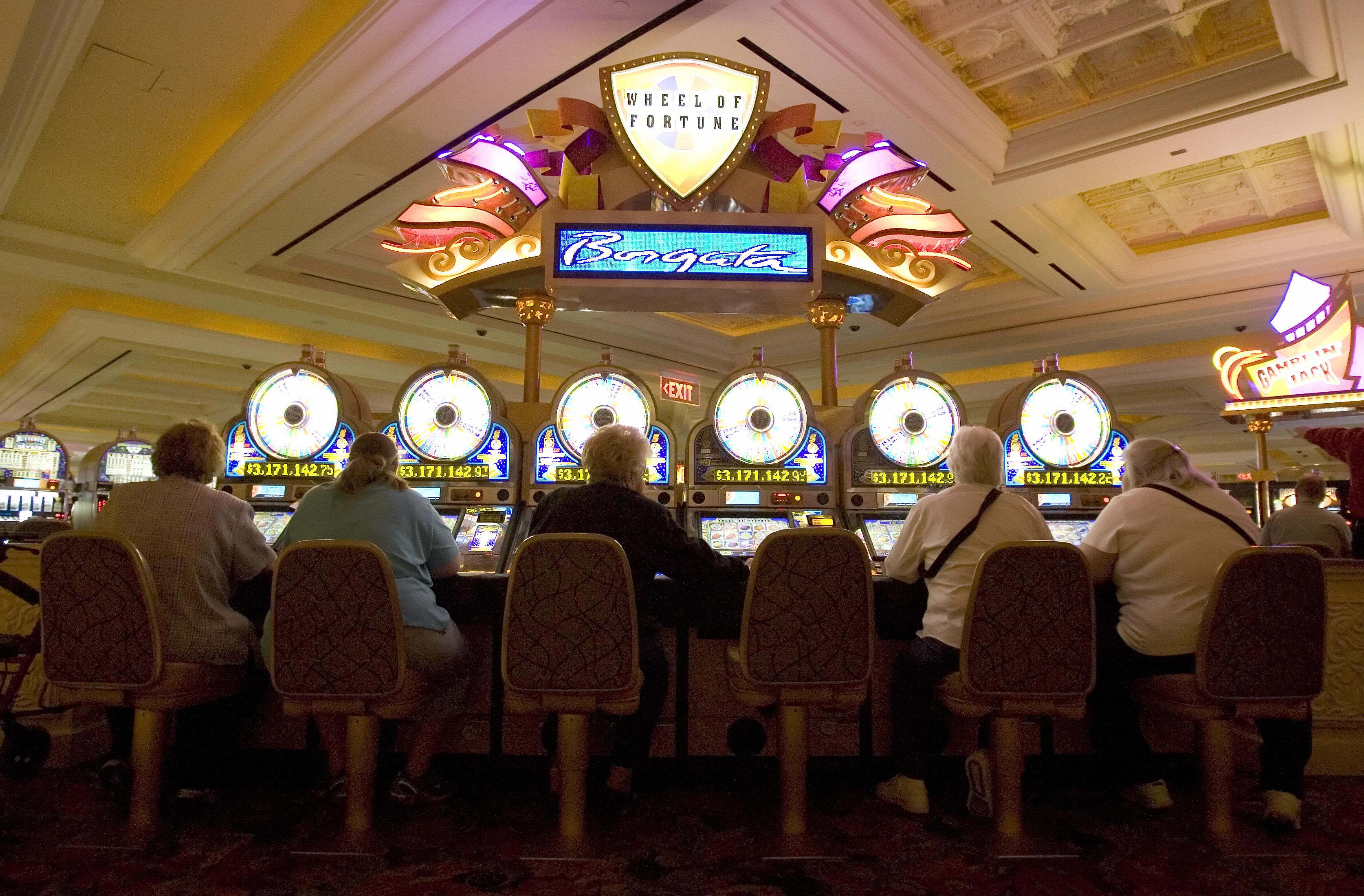 Women play slot machines at the Borgata Hotel Casino and Spa in Atlantic City, New Jersey