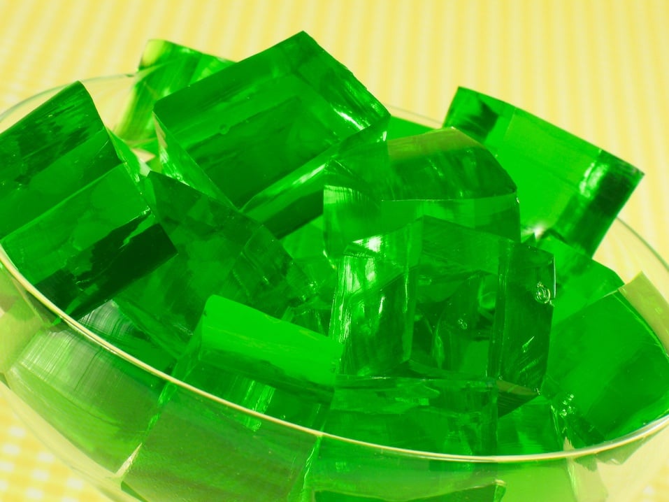 Green Gelatin with a yellow background
